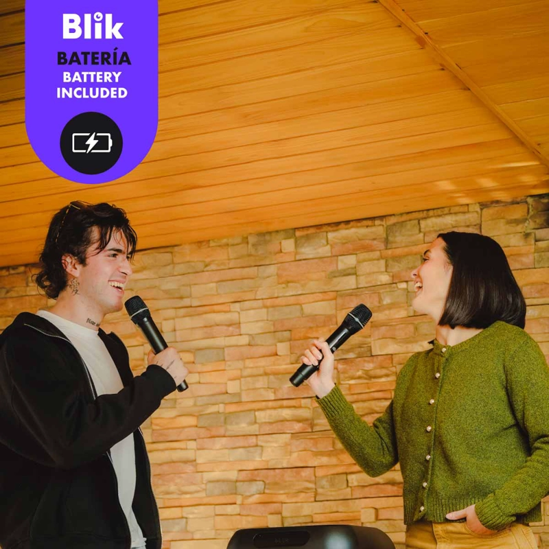 PAR DE MICROFONOS INALAMBRICOS CON RECEPTOR KARAOKE BLIK - 4