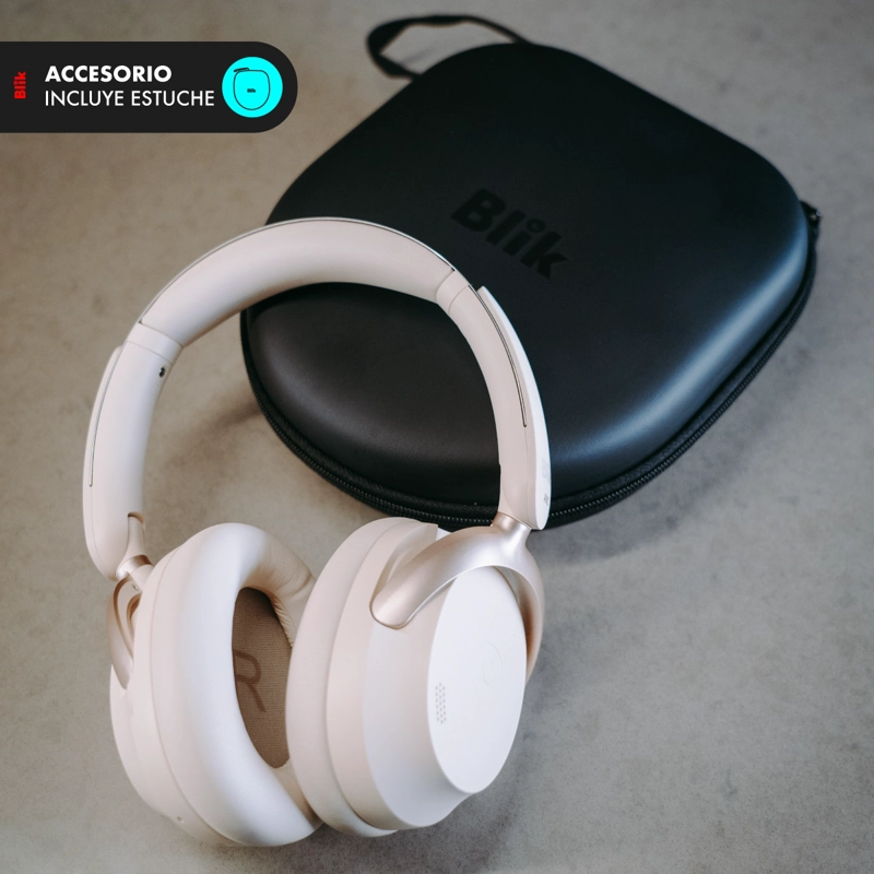 AUDIFONOS BLUETOOTH BLIK AURA950 CANCELACION DE RUIDO 72H CREAM - 7