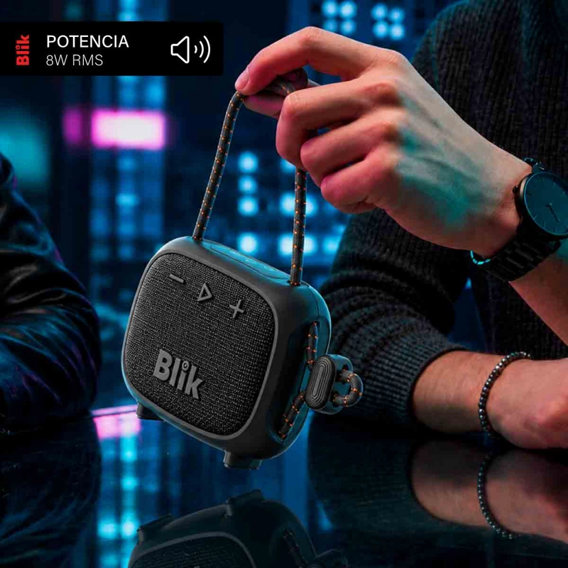 PARLANTE BLUETOOTH BLIK RIDER 8W IPX7 5H CLIP TWS NEGRO - 3
