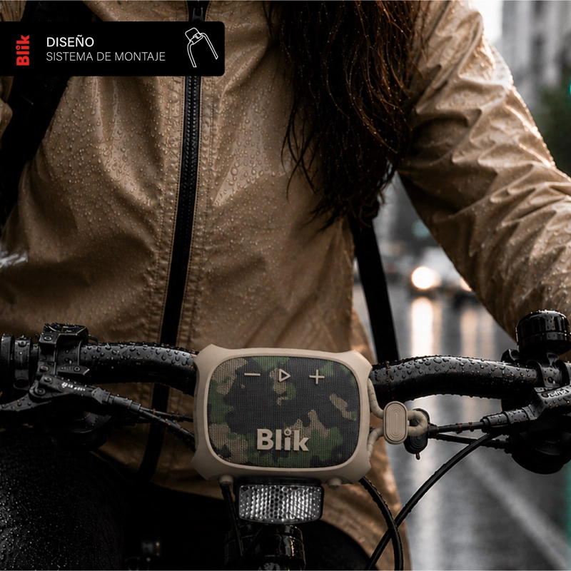 PARLANTE BLUETOOTH BLIK RIDER 8W IPX7 5H CLIP COLOR MILITAR - 5