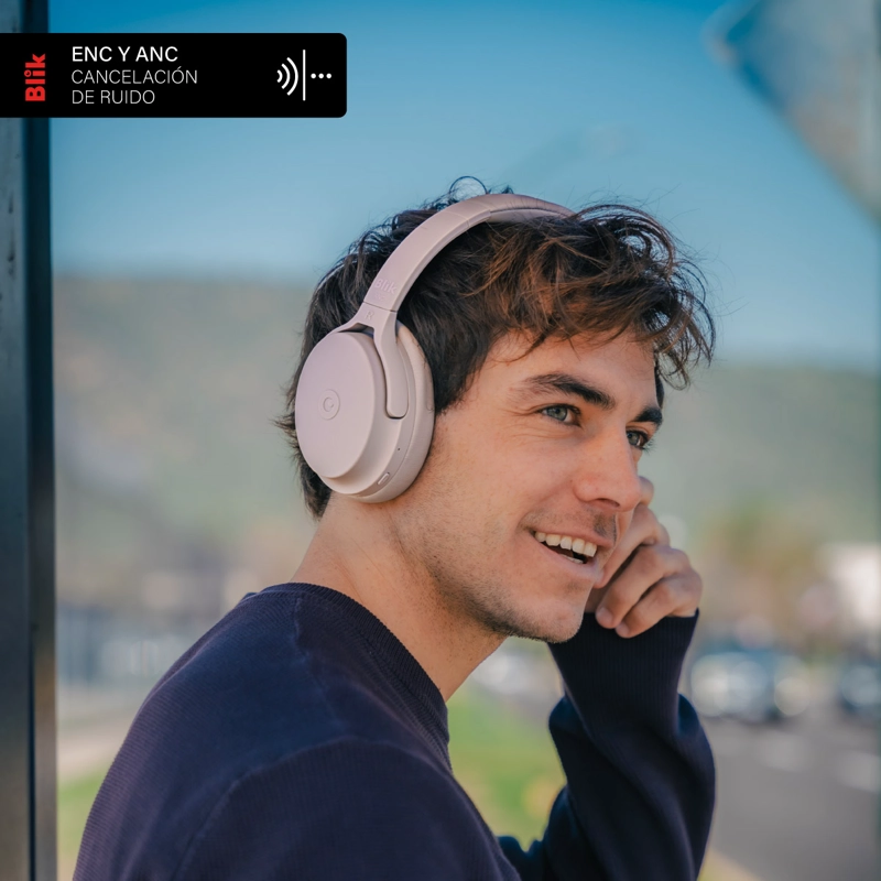 AUDIFONOS BLUETOOTH BLIK NEO CANCELACION DE RUIDO 60H ROSA - 3