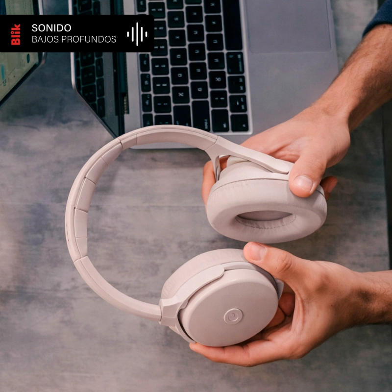 AUDIFONOS BLUETOOTH BLIK NEO CANCELACION DE RUIDO 60H ROSA - 4