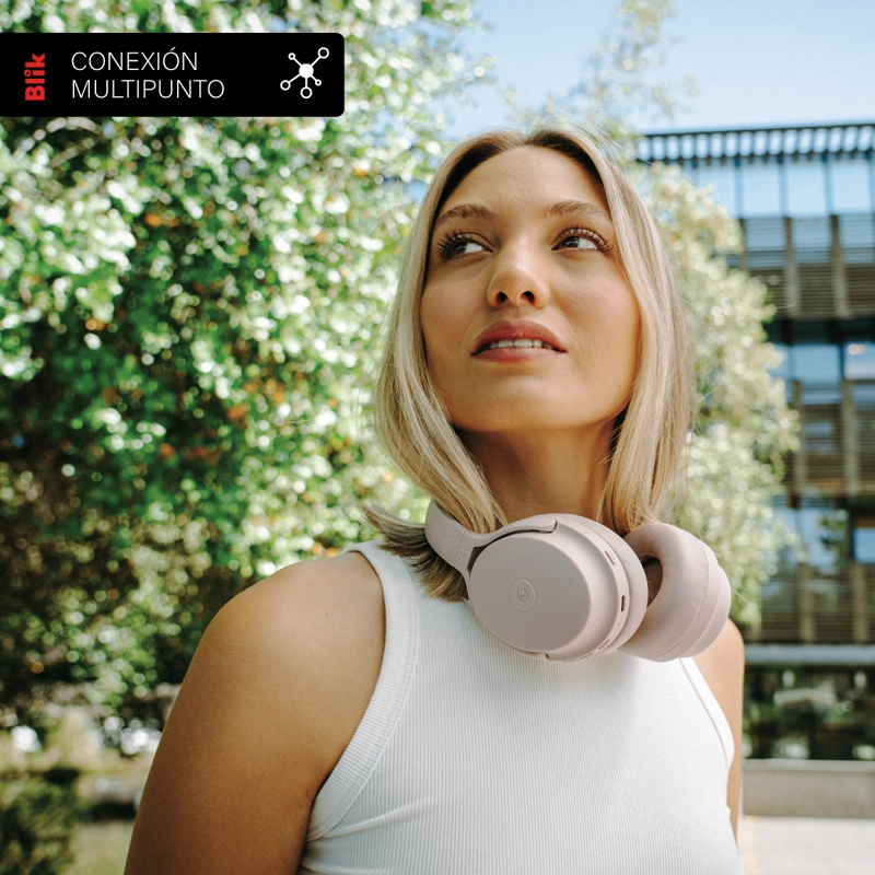 AUDIFONOS BLUETOOTH BLIK NEO CANCELACION DE RUIDO 60H ROSA - 6