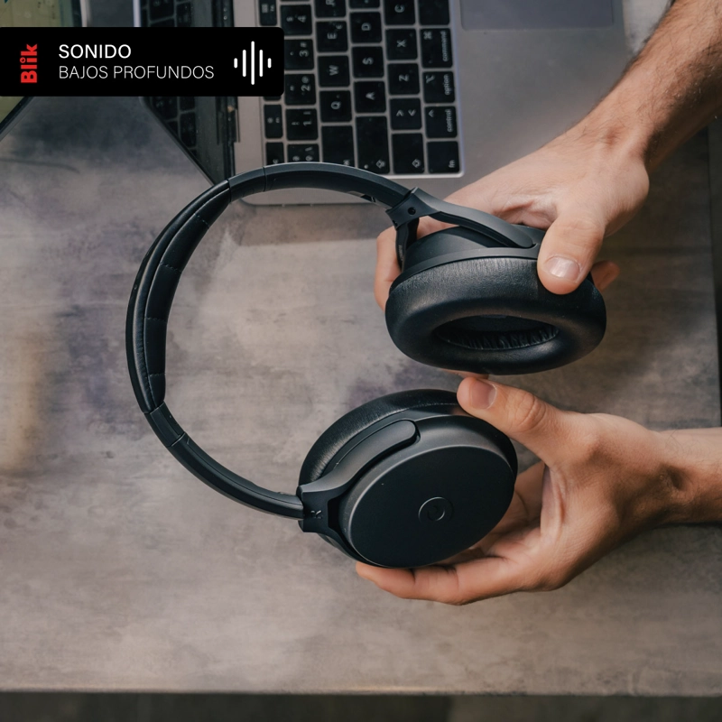 AUDIFONOS BLUETOOTH BLIK NEO CANCELACION DE RUIDO 60H NEGRO - 4