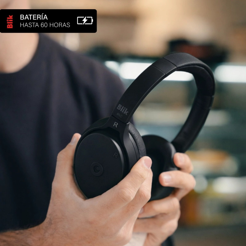 AUDIFONOS BLUETOOTH BLIK NEO CANCELACION DE RUIDO 60H NEGRO - 5