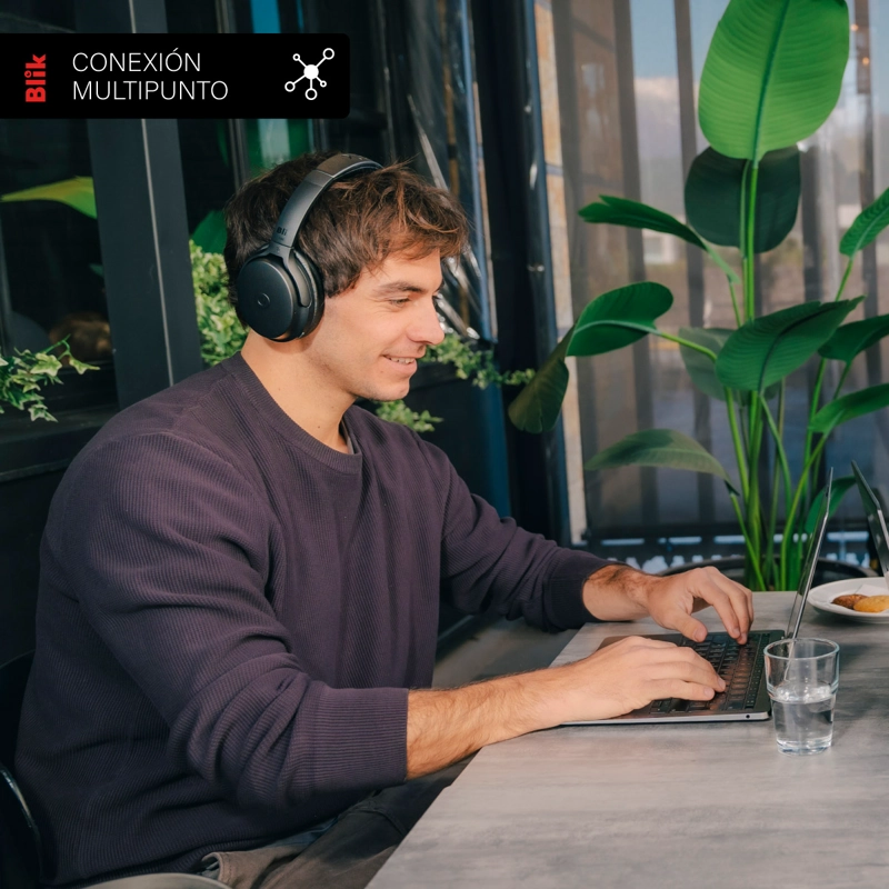 AUDIFONOS BLUETOOTH BLIK NEO CANCELACION DE RUIDO 60H NEGRO - 6