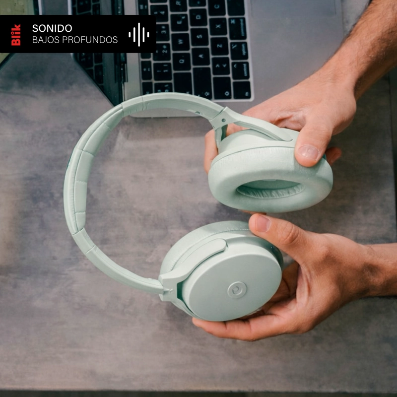 AUDIFONOS BLUETOOTH BLIK NEO CANCELACION DE RUIDO 60H VERDE - 4