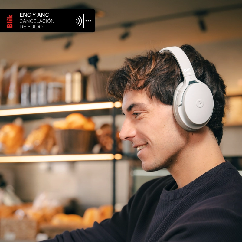 AUDIFONOS BLUETOOTH BLIK NEO CANCELACION DE RUIDO 60H GRIS - 3