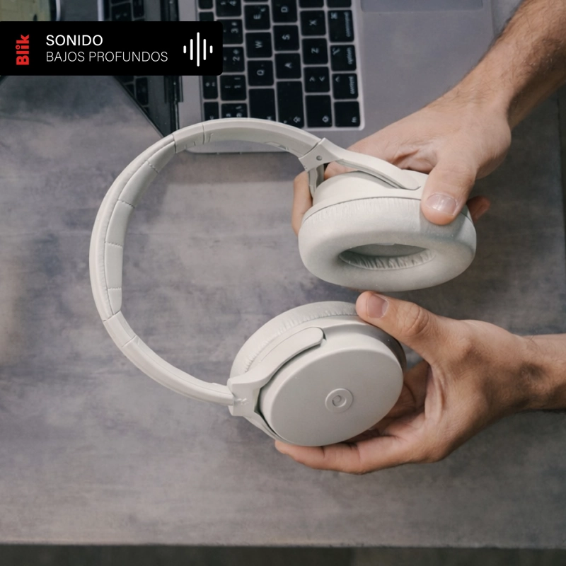 AUDIFONOS BLUETOOTH BLIK NEO CANCELACION DE RUIDO 60H GRIS - 4
