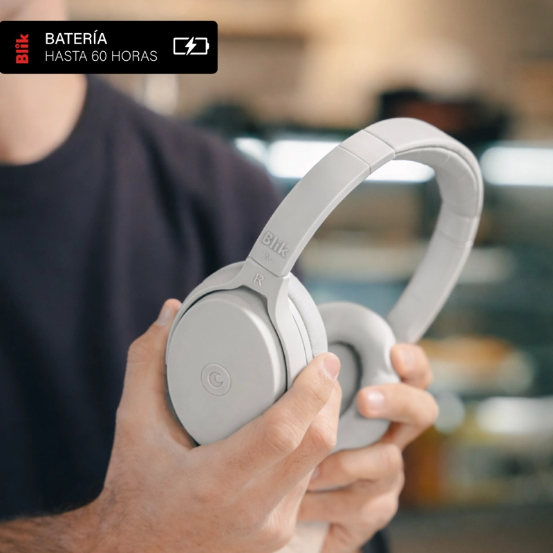 AUDIFONOS BLUETOOTH BLIK NEO CANCELACION DE RUIDO 60H GRIS - 5