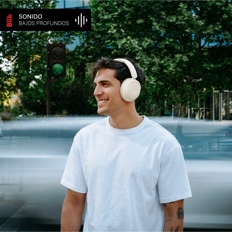 AUDIFONOS BLUETOOTH BLIK SOUL900 CANCELACION DE RUIDO CREMA - 4