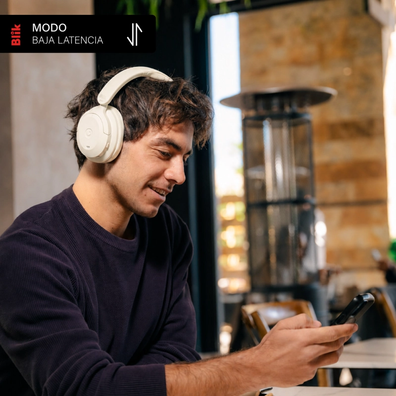 AUDIFONOS BLUETOOTH BLIK SOUL900 CANCELACION DE RUIDO CREMA - 6