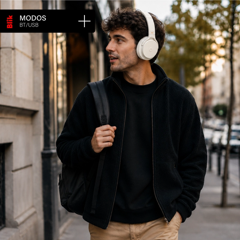 AUDIFONOS BLUETOOTH BLIK NEO CANCELACION DE RUIDO 60H CREMA - 4