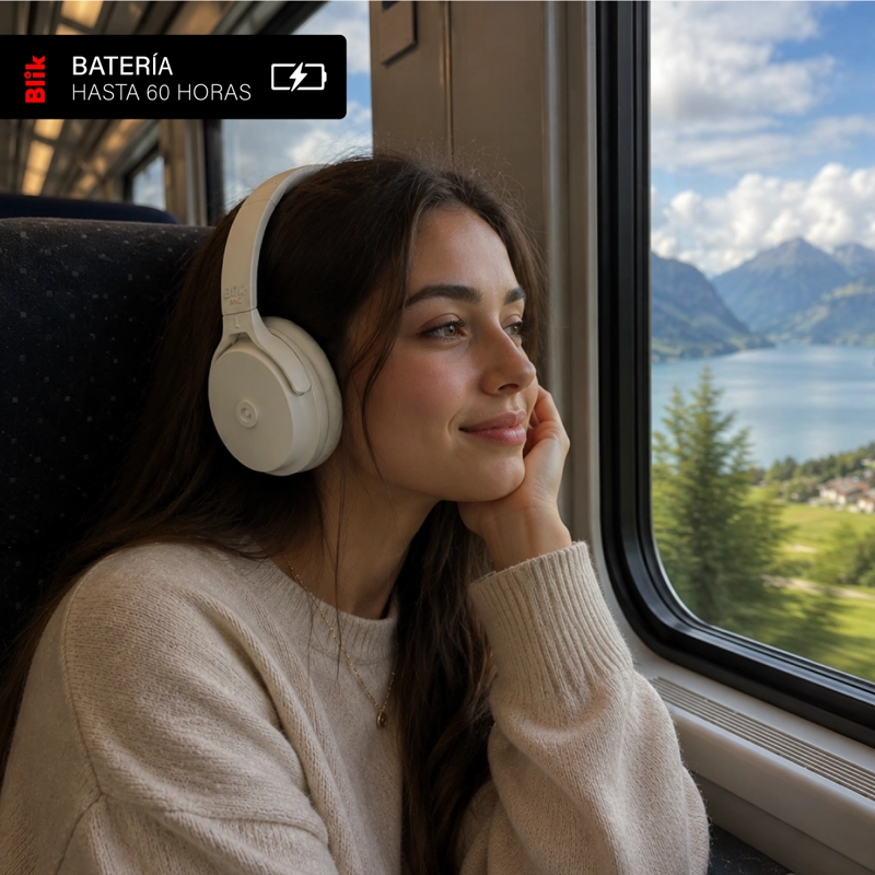 AUDIFONOS BLUETOOTH BLIK NEO CANCELACION DE RUIDO 60H CREMA - 5