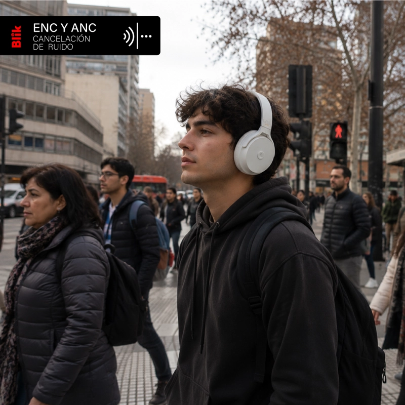 AUDIFONOS BLUETOOTH BLIK NEO CANCELACION DE RUIDO 60H CREMA - 6