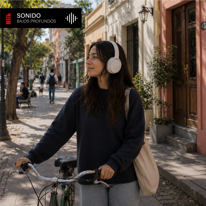 AUDIFONOS BLUETOOTH BLIK NEO CANCELACION DE RUIDO 60H CREMA - 7