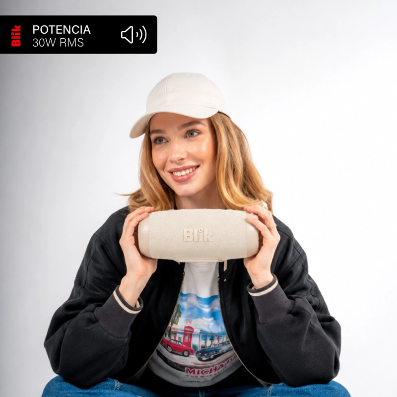 PARLANTE BLUETOOTH PORTATIL BLIK POWERBASS30 30W CREMA - 3