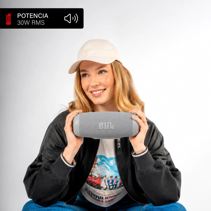PARLANTE BLUETOOTH PORTATIL BLIK POWERBASS30 30W 15 HRS GRIS - 3