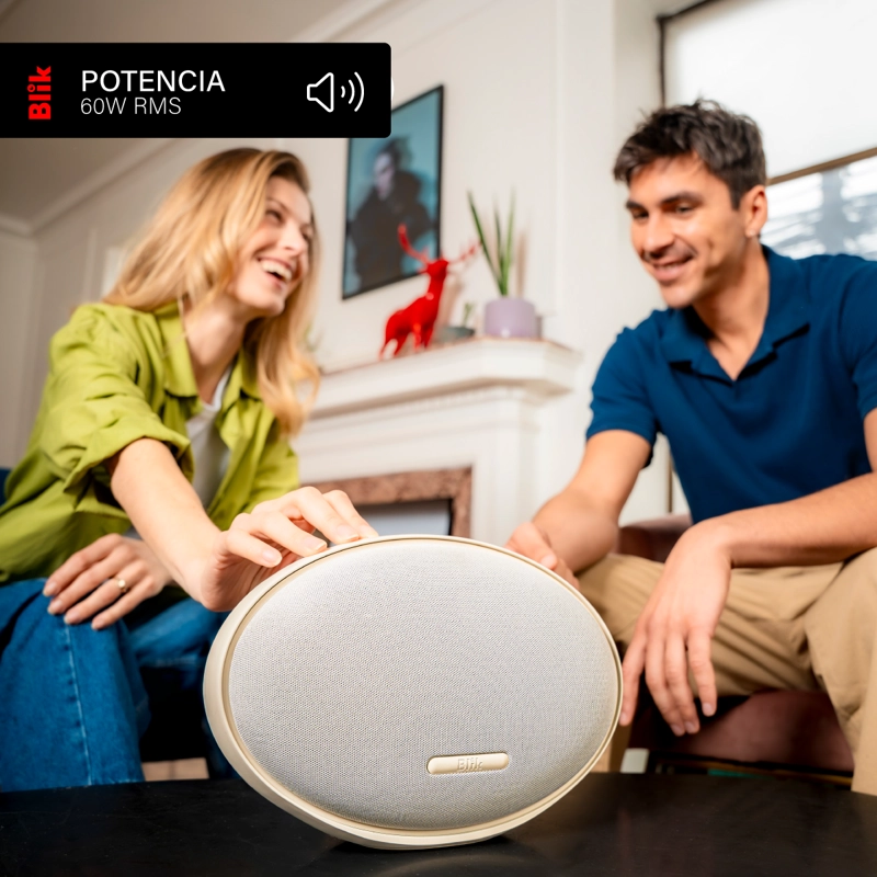 PARLANTE BLUETOOTH BLIK MOONLIGHT 60W HI-FI 15H DSP CREMA - 4
