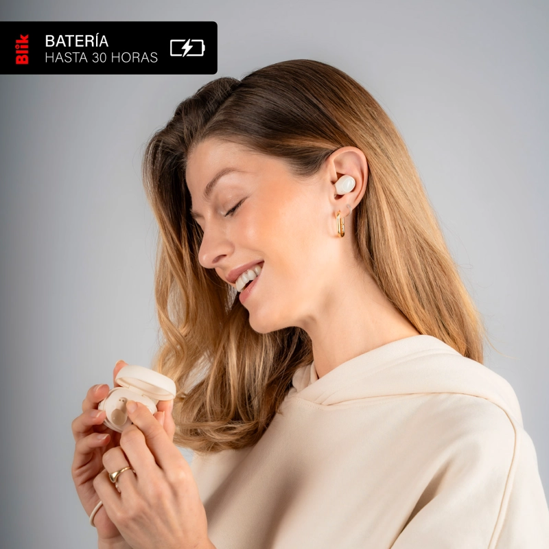 AUDIFONOS BLUETOOTH BLIK BUDS80 30H IPX4 CREMA - 4
