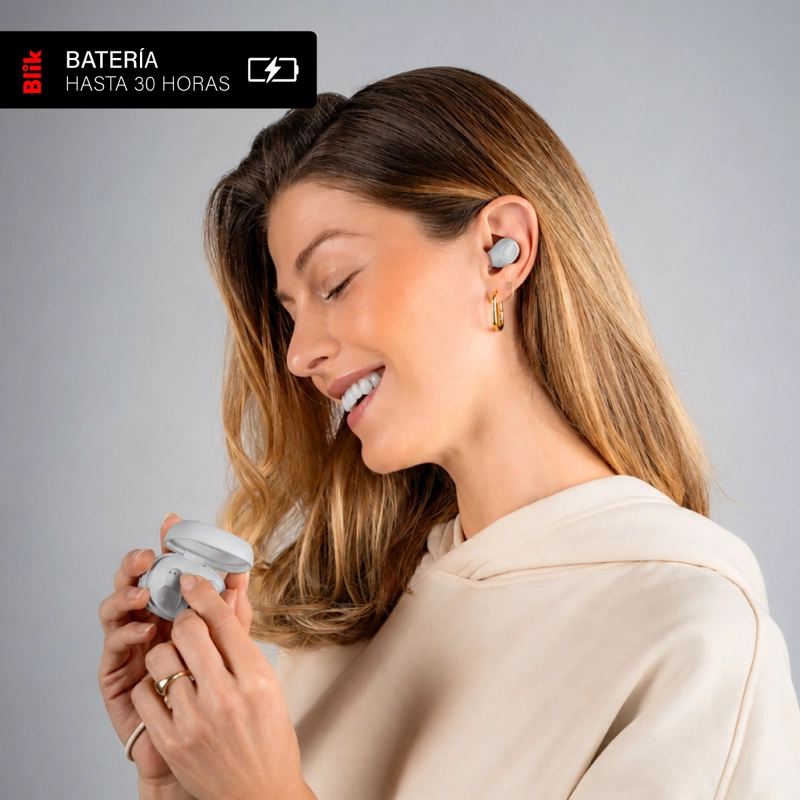 AUDIFONOS BLUETOOTH BLIK BUDS80 30H IPX4 GRIS - 4
