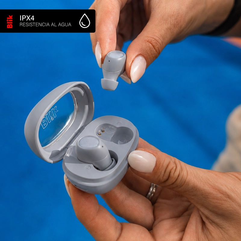 AUDIFONOS BLUETOOTH BLIK BUDS80 30H IPX4 GRIS - 6