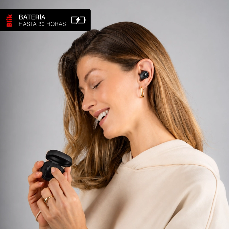 AUDIFONOS BLUETOOTH BLIK BUDS80 30H IPX4 NEGRO - 4