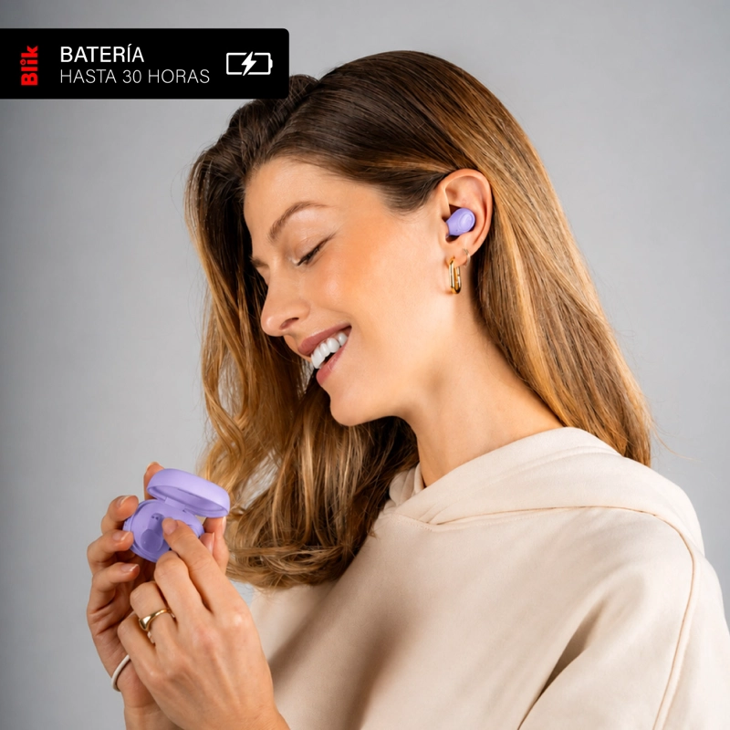 AUDIFONOS BLUETOOTH BLIK BUDS80 30H IPX4 LILA - 4