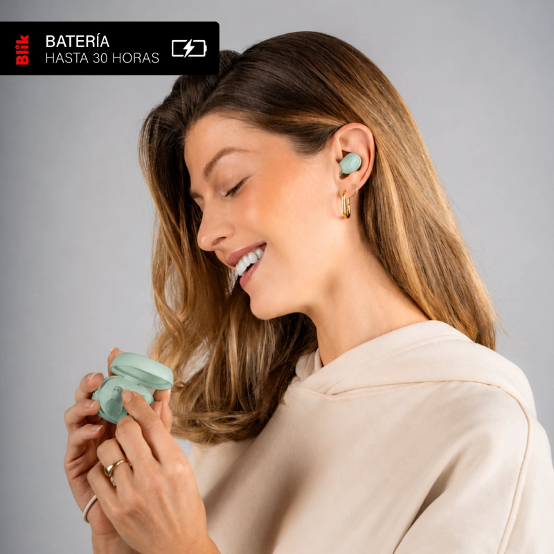 AUDIFONOS BLUETOOTH BLIK BUDS80 30H IPX4 VERDE - 4