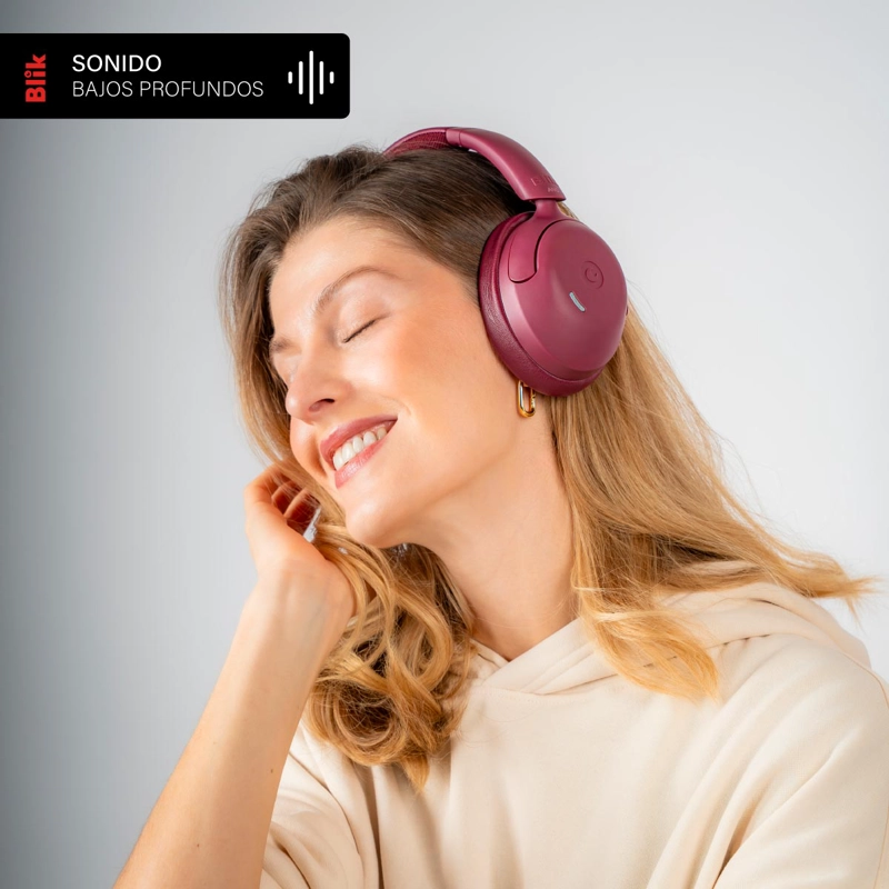 AUDIFONOS BLUETOOTH BLIK SOUL950 ANC 70H MULTIPUNTO DARKCHERRY - 4