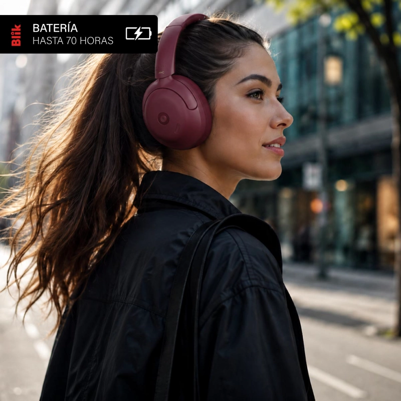 AUDIFONOS BLUETOOTH BLIK SOUL950 ANC 70H MULTIPUNTO DARKCHERRY - 5