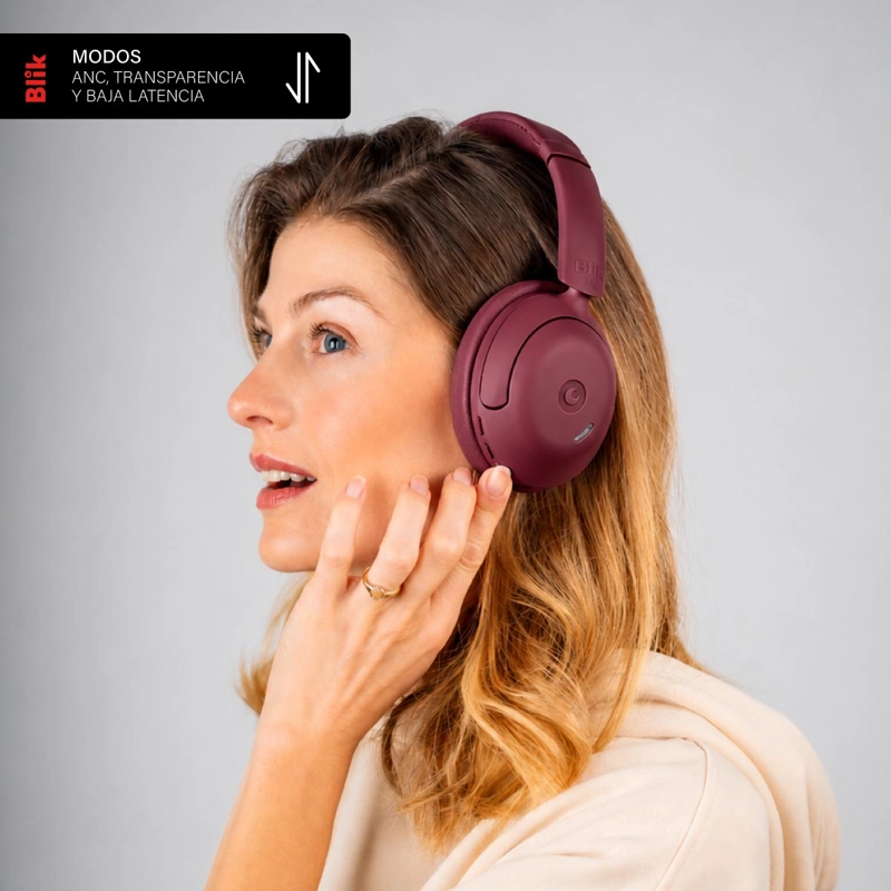AUDIFONOS BLUETOOTH BLIK SOUL950 ANC 70H MULTIPUNTO DARKCHERRY - 6