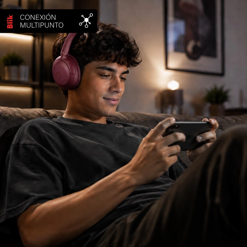 AUDIFONOS BLUETOOTH BLIK SOUL950 ANC 70H MULTIPUNTO DARKCHERRY - 7