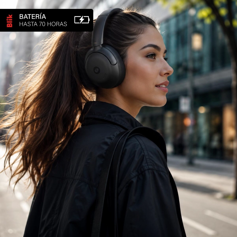 AUDIFONOS BLUETOOTH BLIK SOUL950 ANC 70H MULTIPUNTO NEGRO - 5