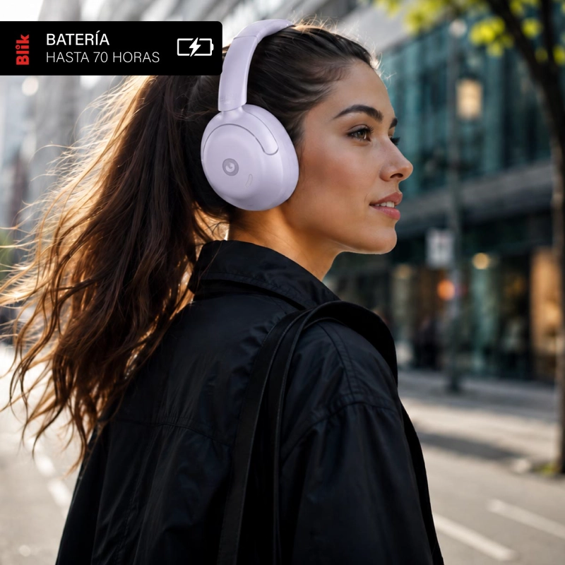 AUDIFONOS BLUETOOTH BLIK SOUL950 ANC 70H MULTIPUNTO LILA - 5