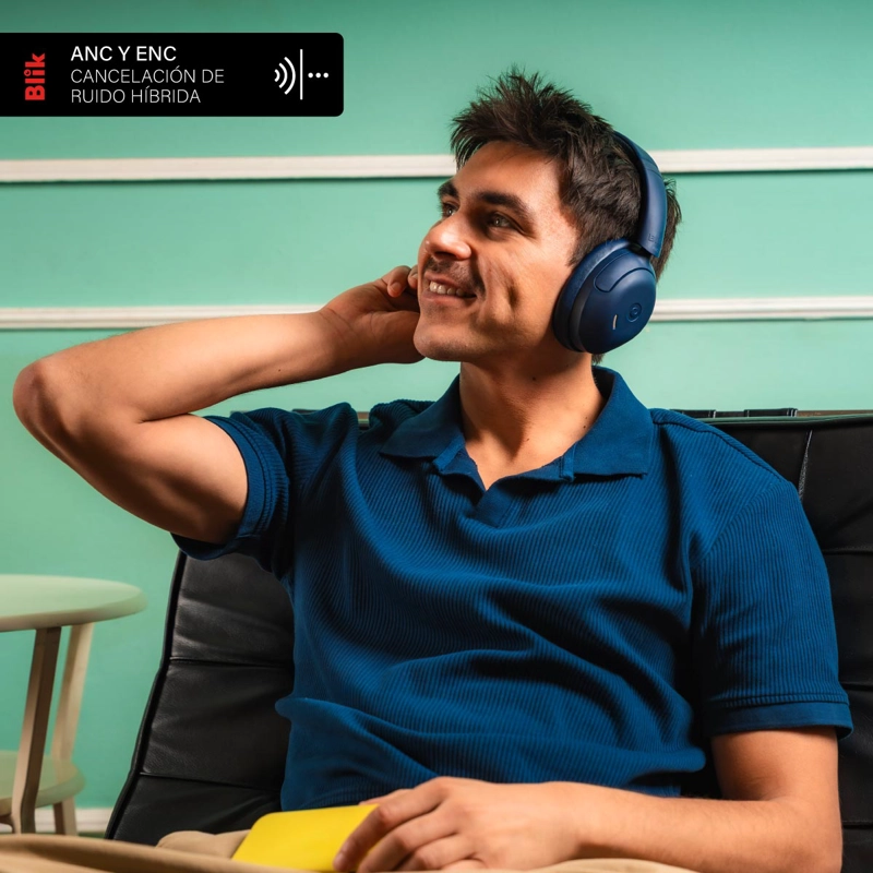 AUDIFONOS BLUETOOTH BLIK SOUL950 ANC 70H MULTIPUNTO AZUL - 3