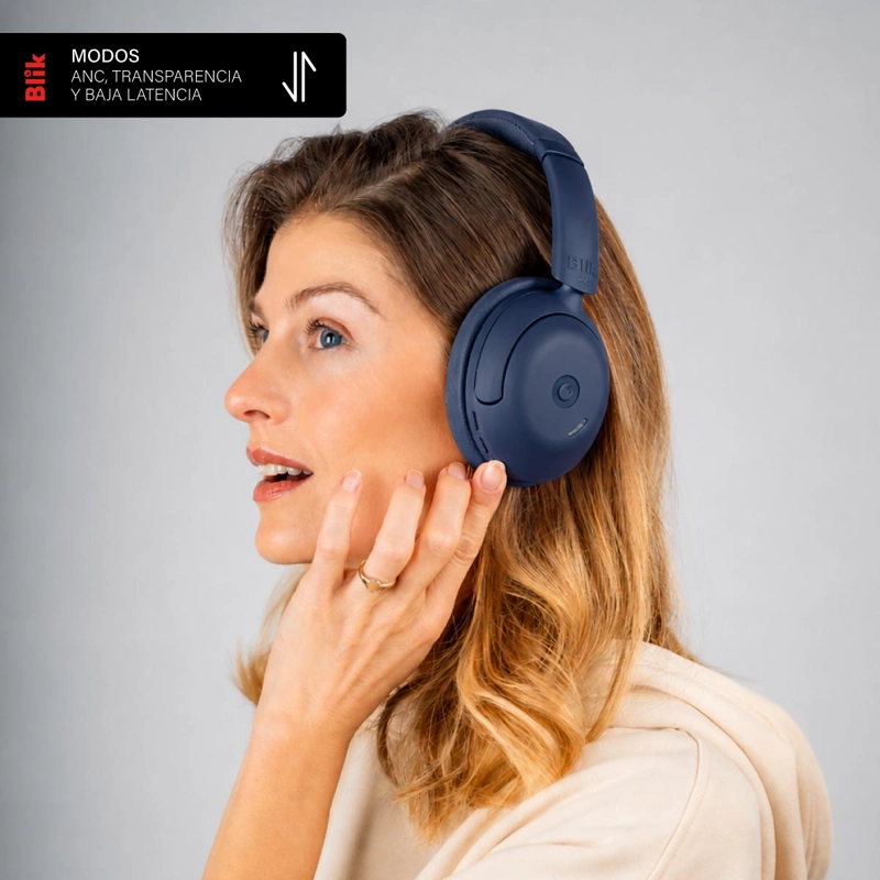 AUDIFONOS BLUETOOTH BLIK SOUL950 ANC 70H MULTIPUNTO AZUL - 6