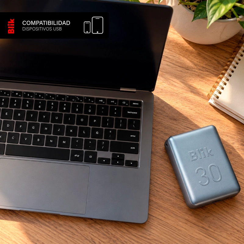 BATERIA EXTERNA POWERBANK BLIK POWER30 30000MAH 22.5W GRIS - 8