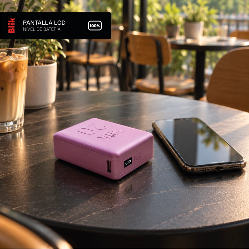 BATERIA EXTERNA POWERBANK BLIK POWER20 20000MAH 22.5W ROSADO - 8