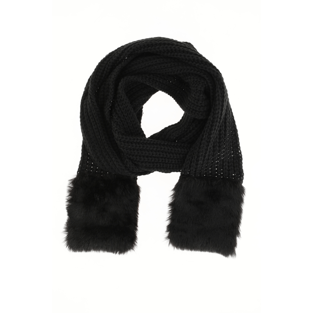 BUFANDA TEJIDA NEGRO FUR ID - 1