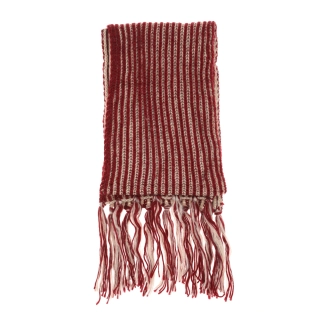 BUFANDA TEJIDA BEIGE Y BURDEO BICOLOR ID - 1