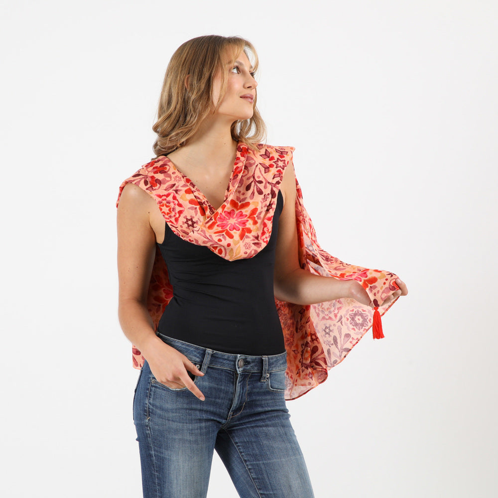 PAÑUELO ESTAMPADO BIGNONIA ROSADO I-D - 2
