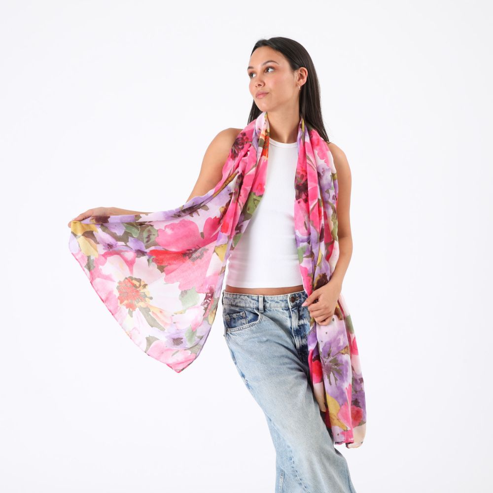 PAÑUELO ESTAMPADO AVILA FLORAL FUCSIA ID - 3