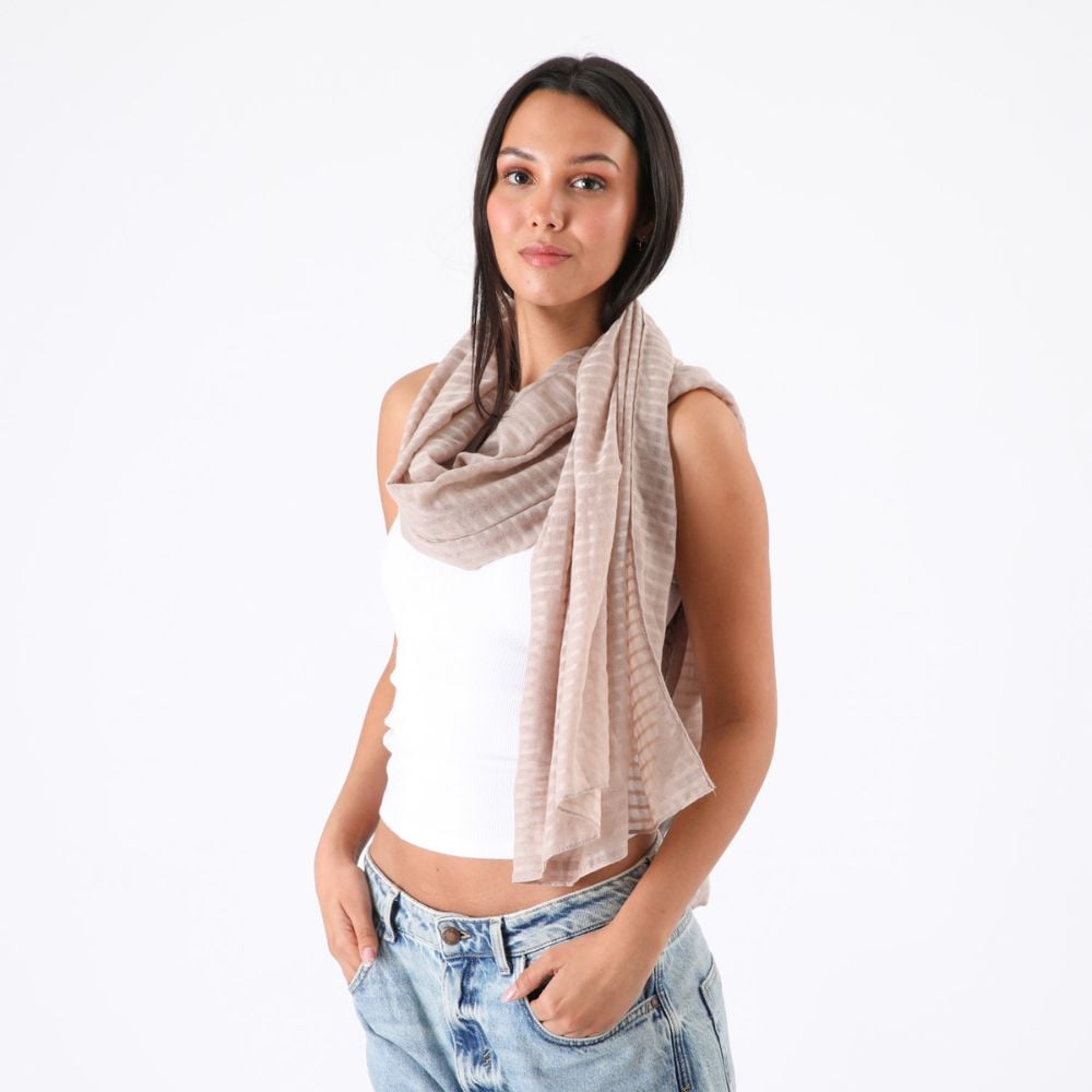 PAÑUELO LISO ALMADA CUADROS BEIGE ID - 3