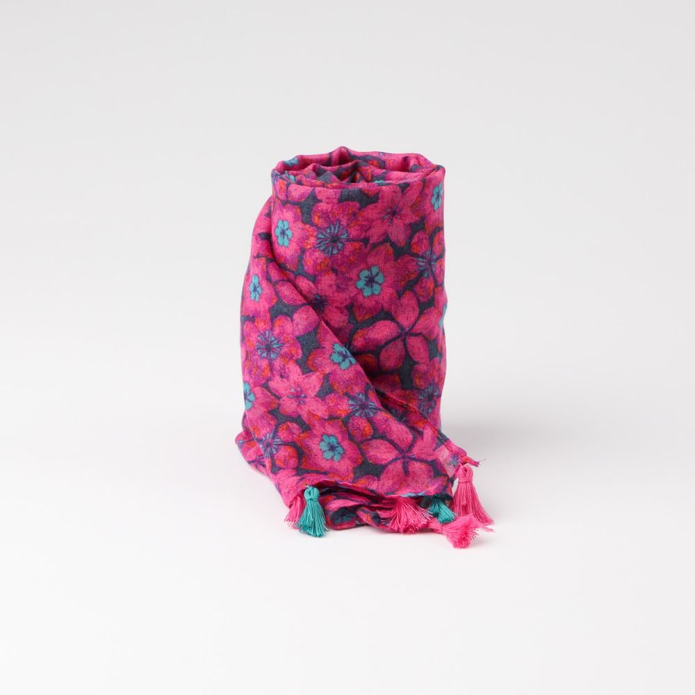 PAÑUELO ESTAMPADO GIRONA FLORAL FUCSIA ID - 2