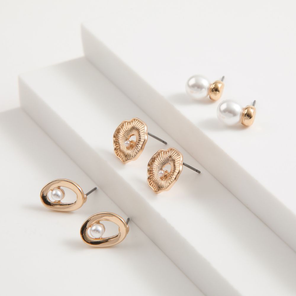 SET DE TRES AROS PEGADOS NIZA DORADO ID - 1