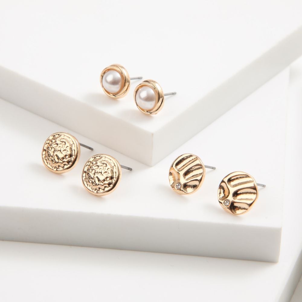 SET DE TRES AROS PEGADOS DANA DORADO ID - 1