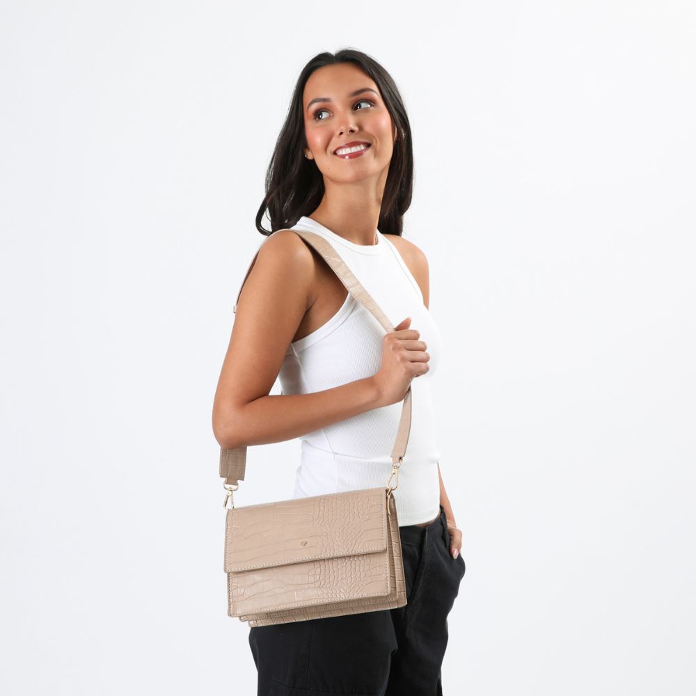 CARTERA BANDOLERA ECOCUERO CALAIS BEIGE  I-D - 5