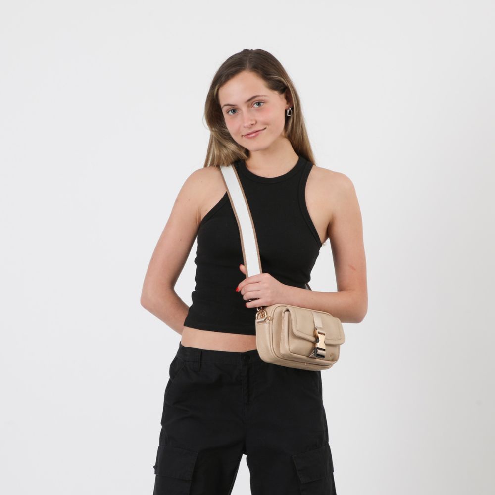 CARTERA BANDOLERA BIGNONIA ECOCUERO BEIGE ID - 5