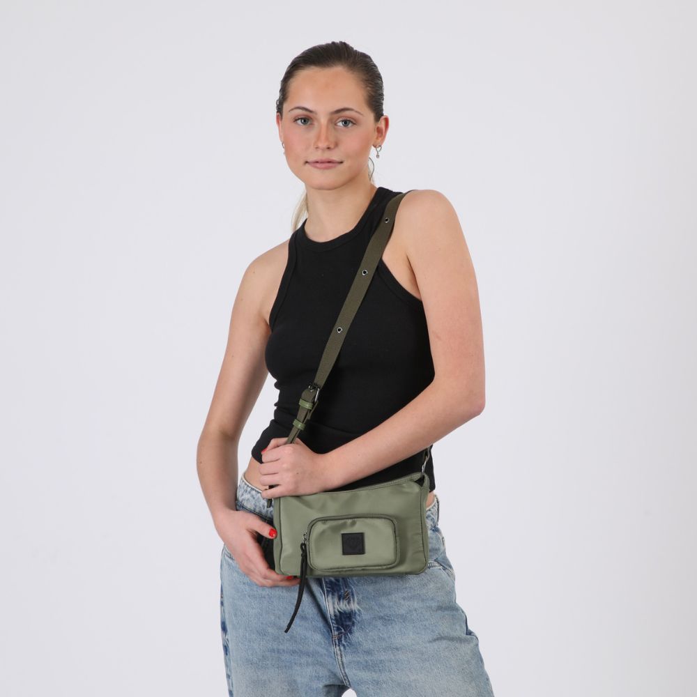CARTERA BANDOLERA BURGOS NYLON VERDE ID - 5